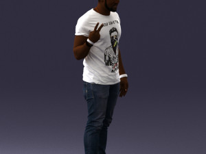 black man peace pose 0902 3d print ready 3D 프린트 모델