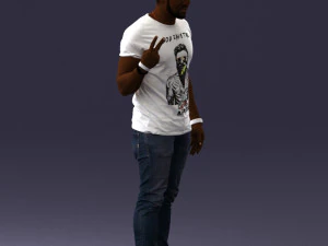 000177 Homem fazendo sinal de paz 0902 3dp Modelo de Impressão 3D