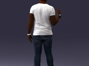 black man peace pose 0902 3d print ready 3D 프린트 모델