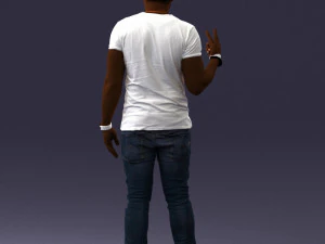 000177 Homem fazendo sinal de paz 0902 3dp Modelo de Impressão 3D