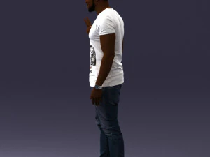 000177 Homem fazendo sinal de paz 0902 3dp Modelo de Impressão 3D