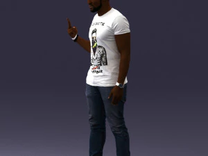 000177 Homem fazendo sinal de paz 0902 3dp Modelo de Impressão 3D