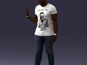 black man peace pose 0902 3d print ready 3D 프린트 모델