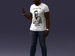 000177 Homem fazendo sinal de paz 0902 3dp Modelo de Impressão 3D