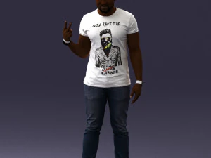 000177 Homem fazendo sinal de paz 0902 3dp Modelo de Impressão 3D