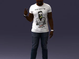 000177 Homem fazendo sinal de paz 0902 3dp Modelo de Impressão 3D