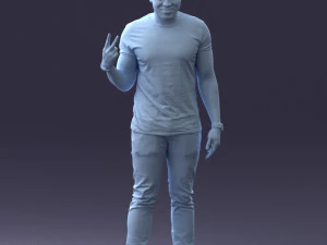 000177 Homem fazendo sinal de paz 0902 3dp Modelo de Impressão 3D