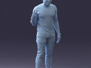 000177 Homem fazendo sinal de paz 0902 3dp Modelo de Impressão 3D