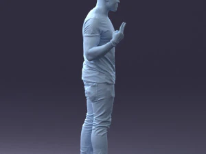 000177 Homem fazendo sinal de paz 0902 3dp Modelo de Impressão 3D