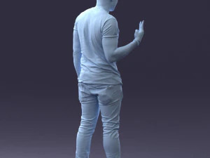 000177 Homem fazendo sinal de paz 0902 3dp Modelo de Impressão 3D