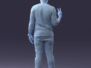 000177 Homem fazendo sinal de paz 0902 3dp Modelo de Impressão 3D