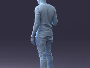 000177 Homem fazendo sinal de paz 0902 3dp Modelo de Impressão 3D