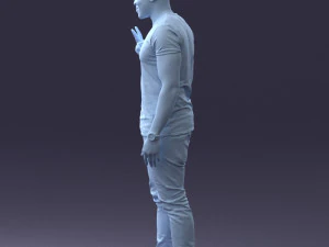 000177 Homem fazendo sinal de paz 0902 3dp Modelo de Impressão 3D
