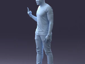 000177 Homem fazendo sinal de paz 0902 3dp Modelo de Impressão 3D
