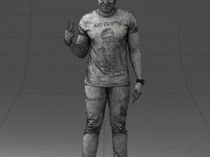 000177 Homem fazendo sinal de paz 0902 3dp Modelo de Impressão 3D