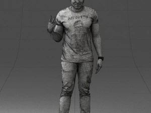 000177 Homem fazendo sinal de paz 0902 3dp Modelo de Impressão 3D