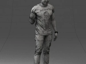 000177 Homem fazendo sinal de paz 0902 3dp Modelo de Impressão 3D