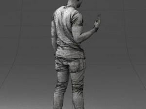 000177 Homem fazendo sinal de paz 0902 3dp Modelo de Impressão 3D