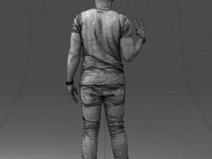 000177 Homem fazendo sinal de paz 0902 3dp Modelo de Impressão 3D