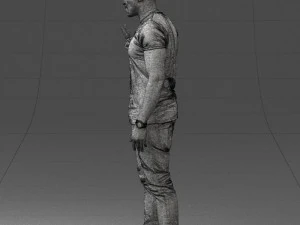 000177 Homem fazendo sinal de paz 0902 3dp Modelo de Impressão 3D