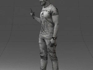 000177 Homem fazendo sinal de paz 0902 3dp Modelo de Impressão 3D