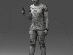 000177 Homem fazendo sinal de paz 0902 3dp Modelo de Impressão 3D