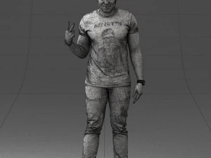 000177 Homem fazendo sinal de paz 0902 3dp Modelo de Impressão 3D