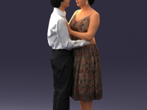 000140 Romantic Couple Embrace 0620 Modello 3D