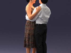 000140 Romantic Couple Embrace 0620 Modello 3D