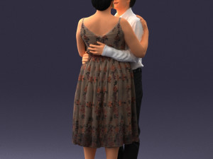 000140 Romantic Couple Embrace 0620 Modello 3D