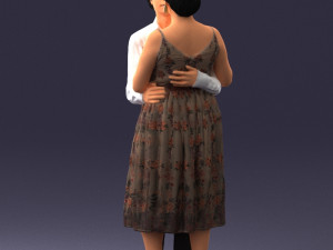 000140 Romantic Couple Embrace 0620 Modello 3D