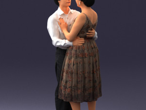 000140 Romantic Couple Embrace 0620 Modello 3D