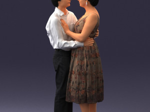 000140 Romantic Couple Embrace 0620 Modello 3D