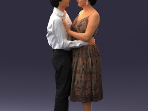 000140 Romantic Couple Embrace 0620 Modello 3D