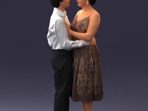 000140 Romantic Couple Embrace 0620 Modello 3D