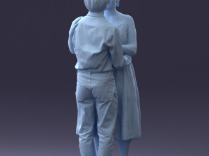 000140 Romantic Couple Embrace 0620 Modello 3D