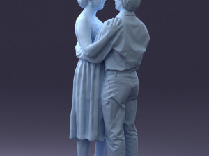 000140 Romantic Couple Embrace 0620 Modello 3D