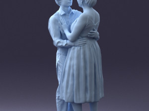 000140 Romantic Couple Embrace 0620 Modello 3D