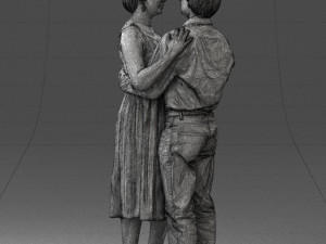 000140 Romantic Couple Embrace 0620 Modello 3D