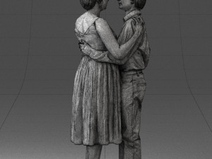 000140 Romantic Couple Embrace 0620 Modello 3D
