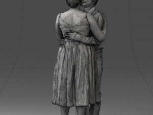 000140 Romantic Couple Embrace 0620 Modello 3D