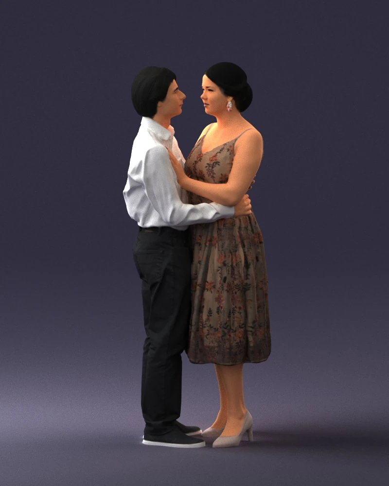 000140 Romantic Couple Embrace 0620 3dp 3D Print Model .c4d .max .obj .3ds .fbx .stl .blend 