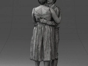 000140 Romantic Couple Embrace 0620 3dp 3D Print Model