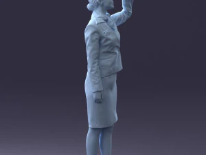 000135 Professional Flight Attendant in a Formal Red Uniform 0614 3D Model