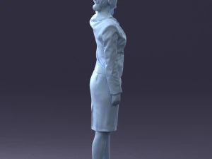 000135 Professional Flight Attendant in a Formal Red Uniform 0614 3D Model