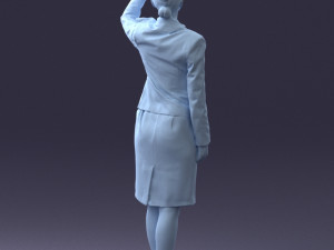 000135 Professional Flight Attendant in a Formal Red Uniform 0614 Model 3D