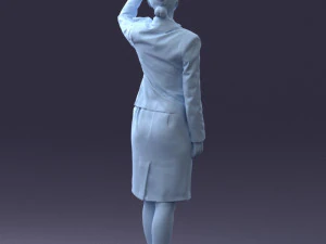 000135 Professional Flight Attendant in a Formal Red Uniform 0614 3D Model