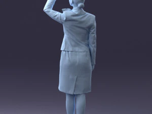 000135 Professional Flight Attendant in a Formal Red Uniform 0614 3D Model