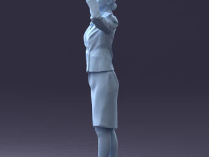 000135 Professional Flight Attendant in a Formal Red Uniform 0614 3D Model