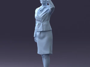 000135 Professional Flight Attendant in a Formal Red Uniform 0614 3D Model